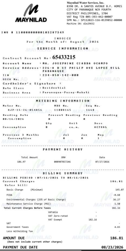 Belinda Maynilad bill